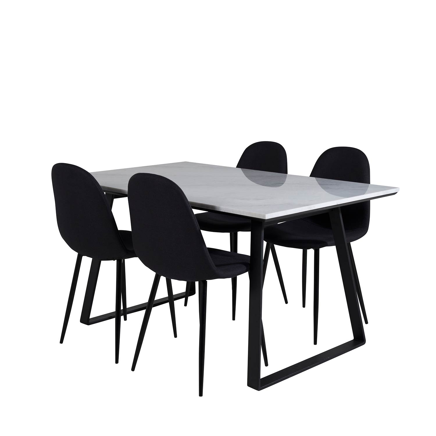 Estelle Table White / Black+Polar Chair - - Black Fabric_4 Vit/Svart