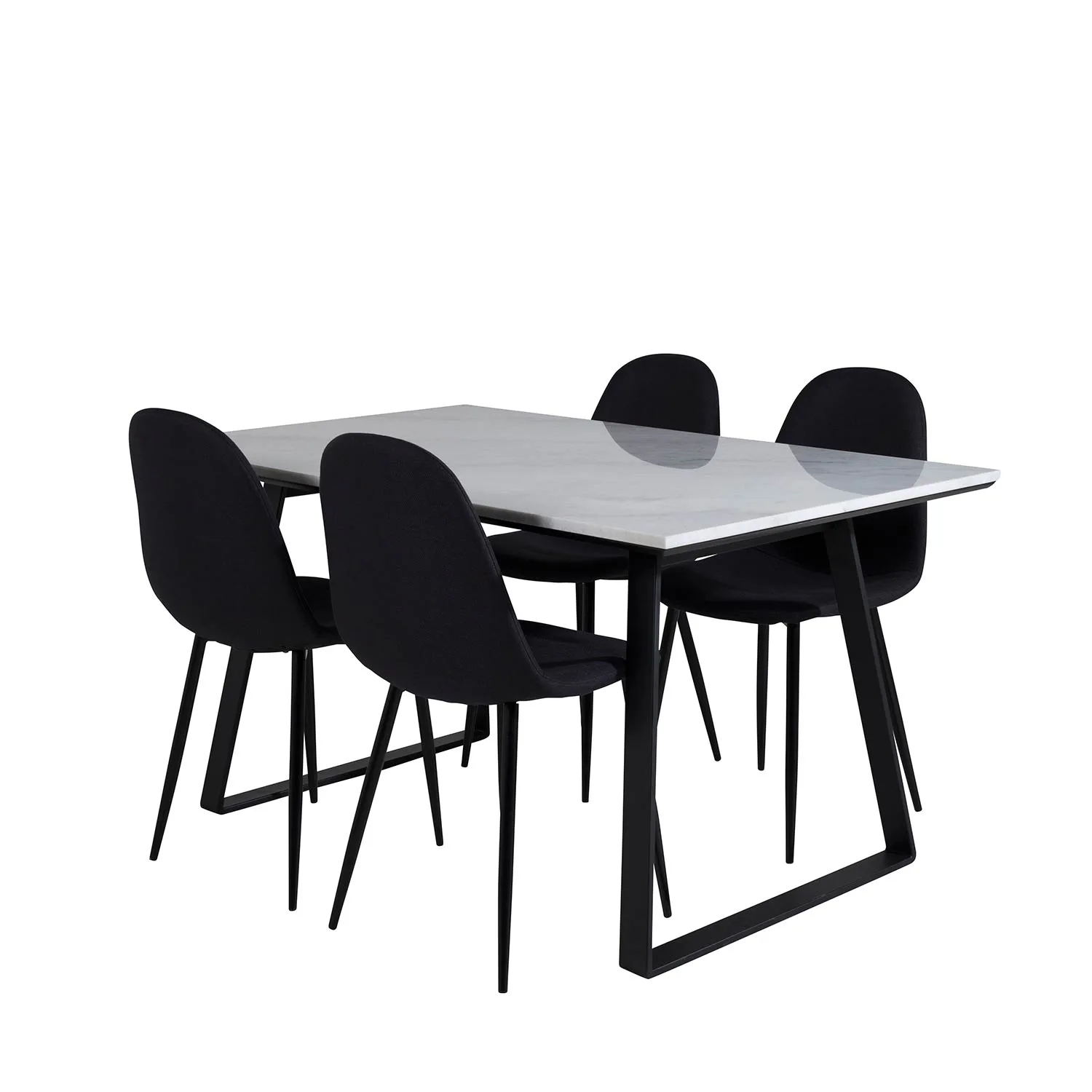 Matgrupp Venture Home Estelle 140 med 4 Pobbie Stolar PolyEstelletyg Vit/Svart