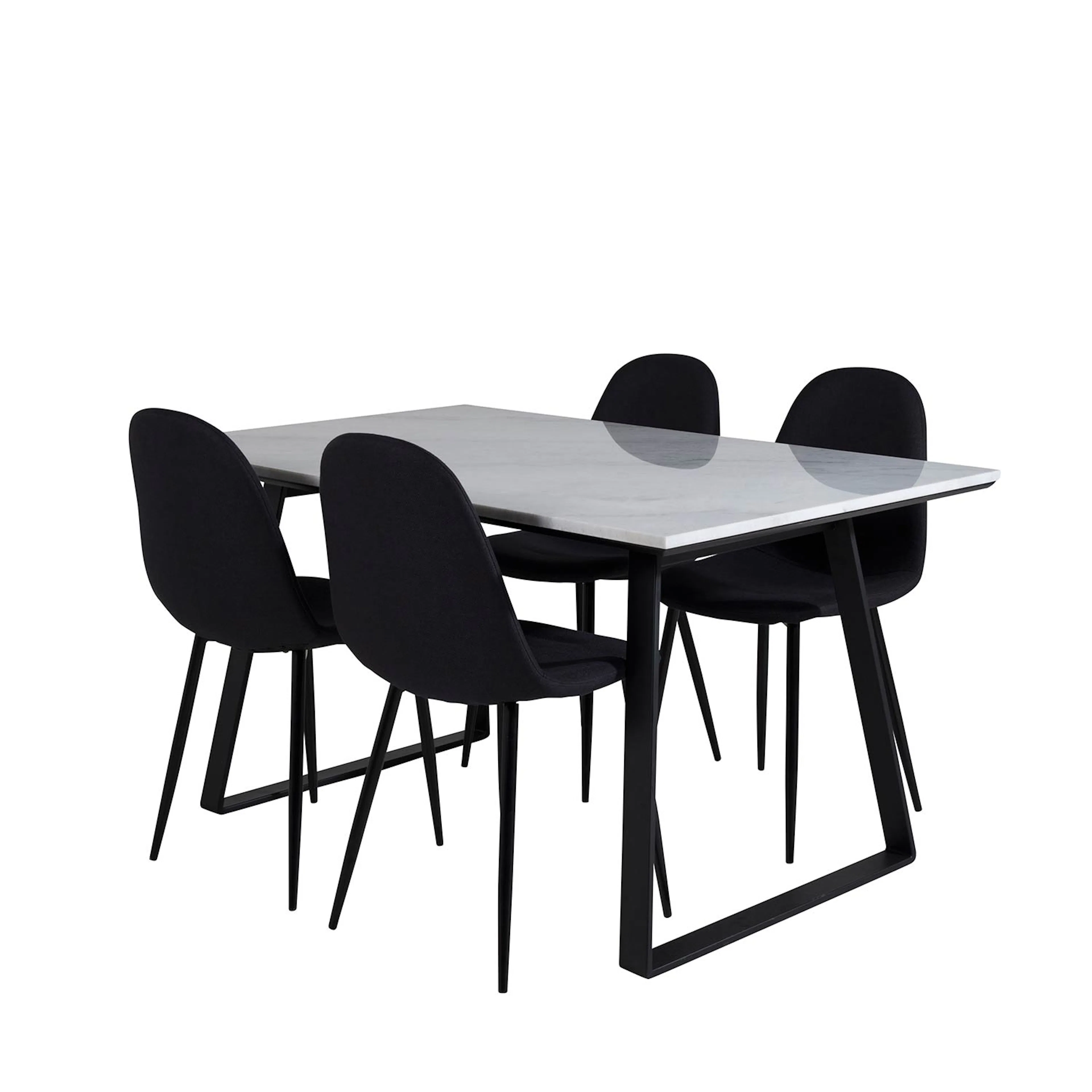 Estelle Table White / Black+Polar Chair - - Black Fabric_4 Vit/Svart