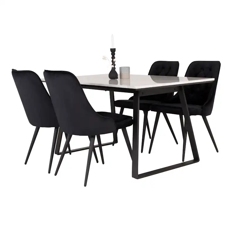 Matgrupp Venture Home Estelle 140 med 4 Vera Stolar Sammet