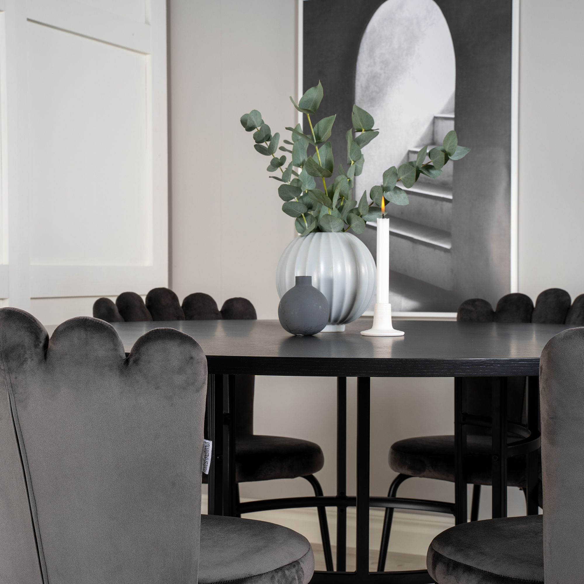 Matgrupp furniture/fashion Copenhagen med 6 Gråa Limhamn Light Stolar