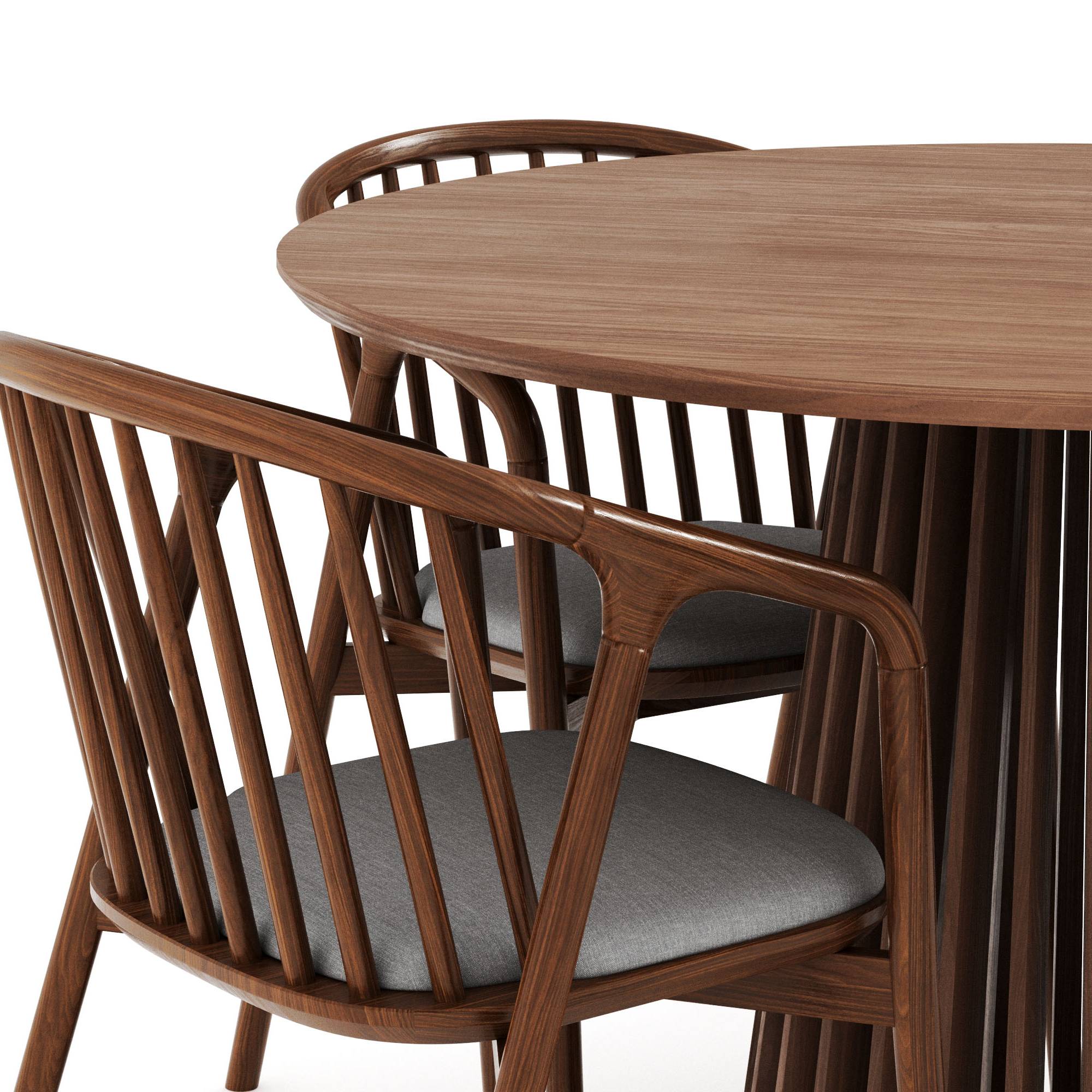 Matgrupp Bark Peyra Runt Matbord 120 cm med 4 Noira Matstol