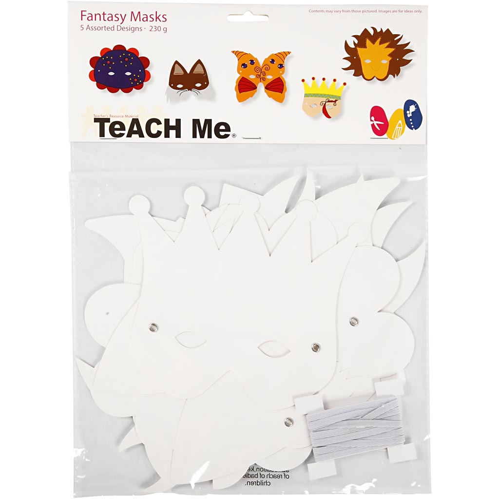 Masker Creativ Company Av Papp Vit 5 St/1 Förp