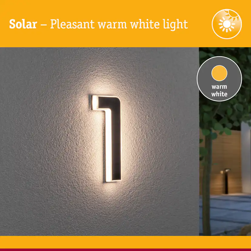Fasadbelysning Solcell LED Paulmann Husnummer 0-9 med belysning inkl. utbytbart batteri IP44