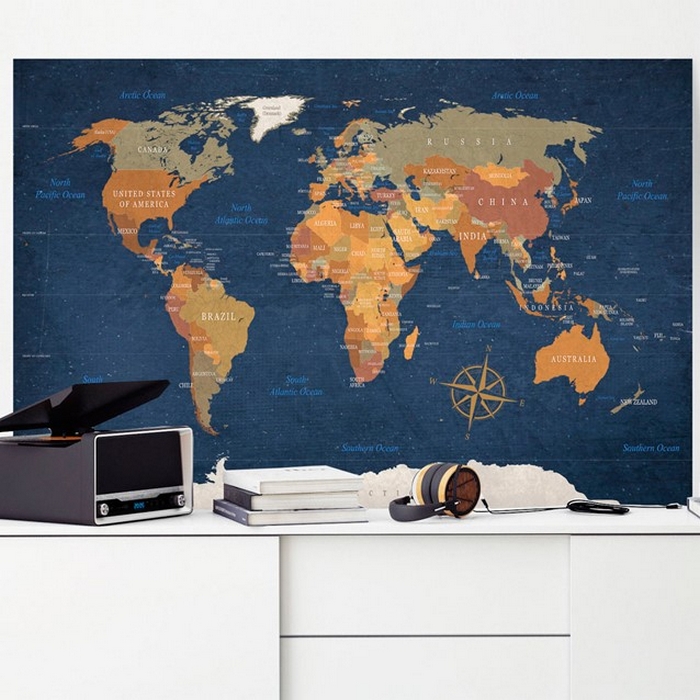 Tavla Arkiio World Map Ink Oceans