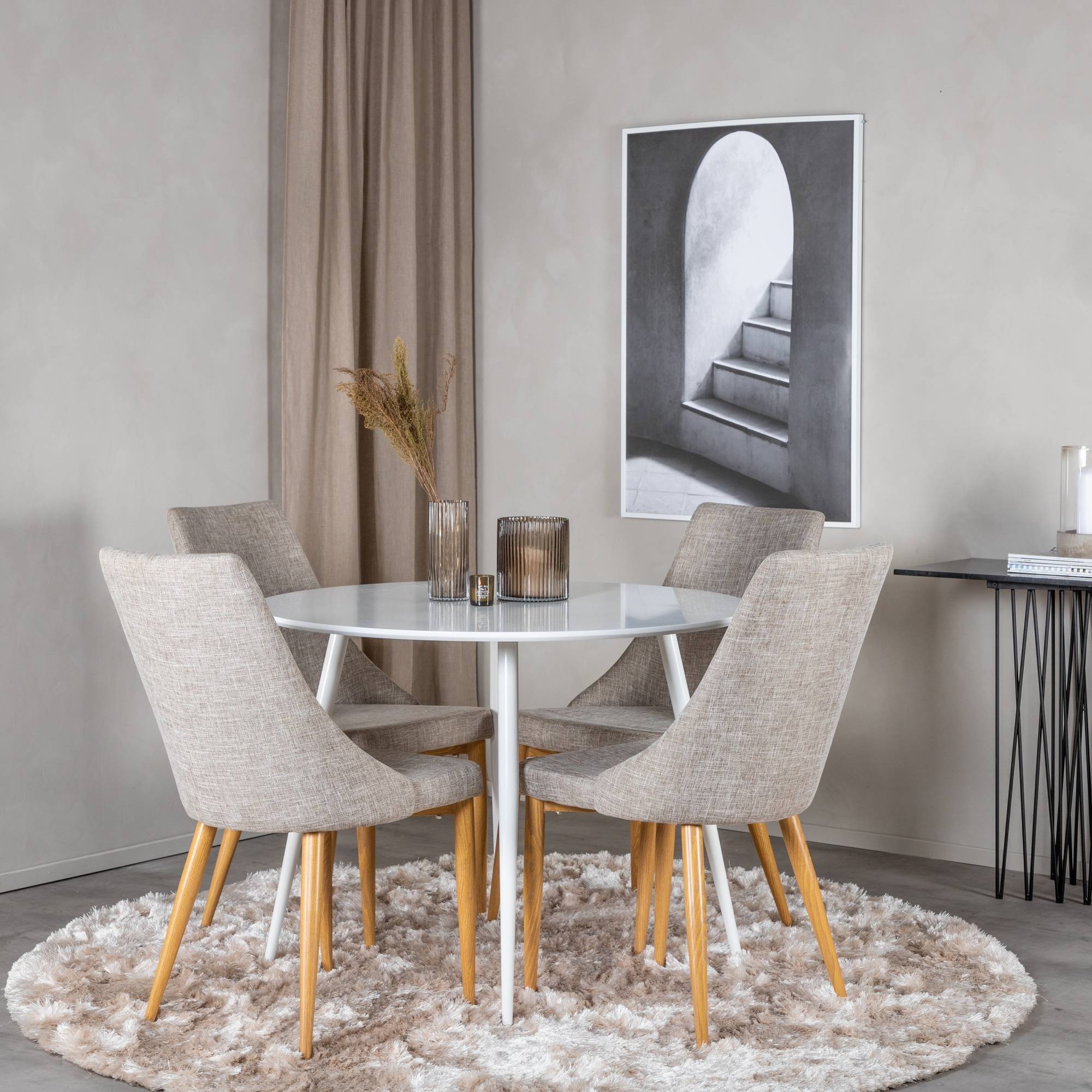 Matgrupp Basic Home Ridones Runt100 cm med 4 Ludvig Matstol