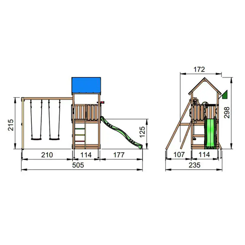 Lektorn Jungle Gym Castle inkl. Swing Modul X'tra och rutschkana