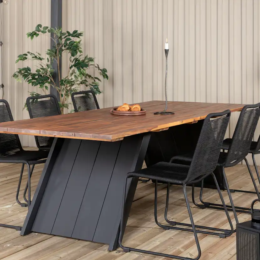 Matgrupp Venture Home Doni med 6 Lumi Stapelbara Matstolar