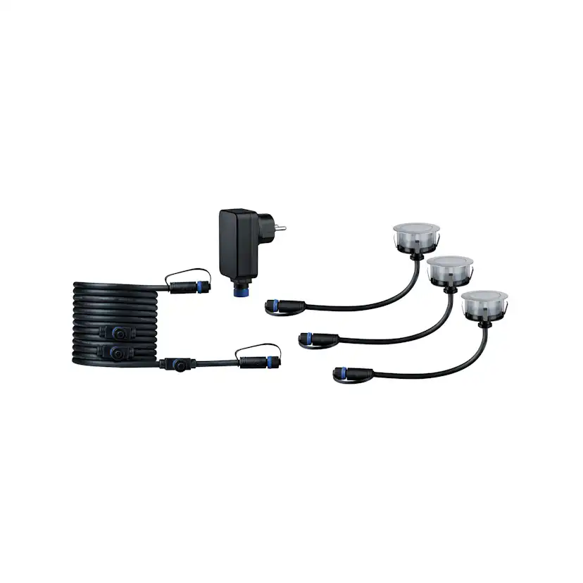 LED Infälld Markbelysning Paulmann Plug & Shine Floor Profil Spot Insektsvänlig IP67 2W 3-pack med Kabel & Transformator