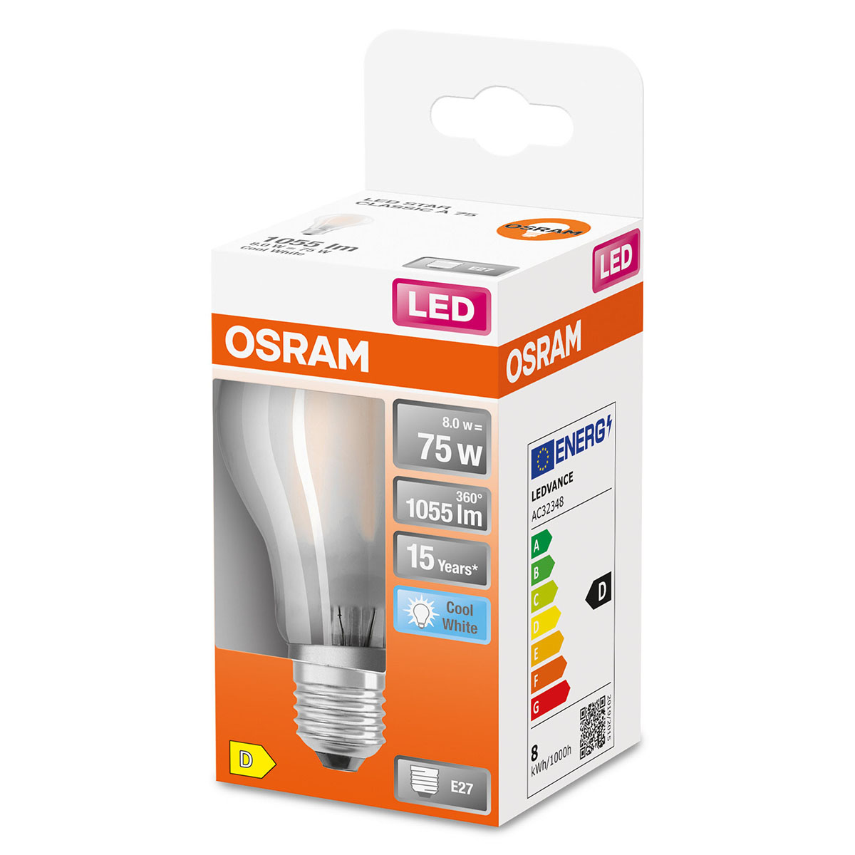 LED-Lampa Osram Normal (75) E27 Matt 840 Cl A