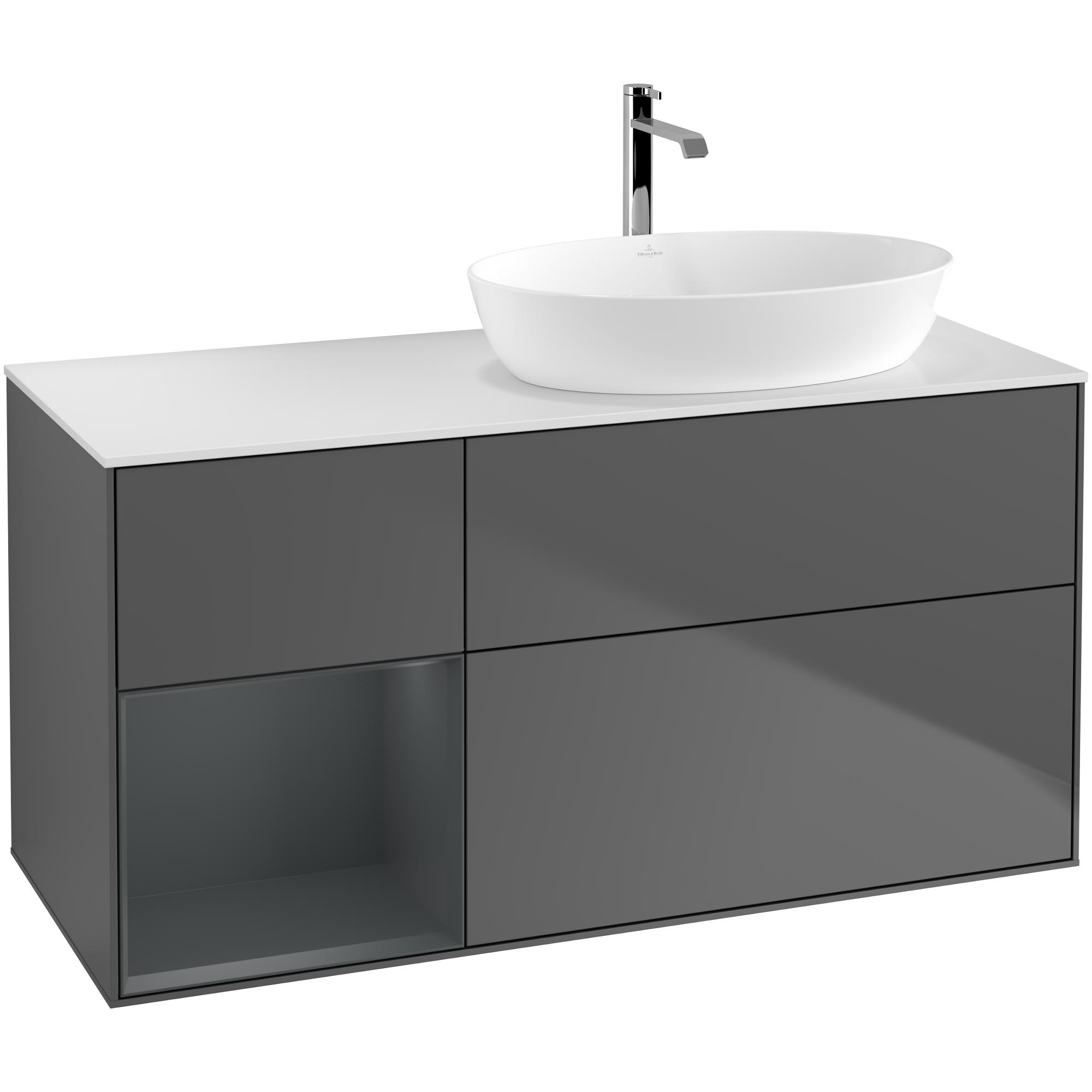 Tvättställsskåp Villeroy & Boch Finion med 3 Lådor Hylla och Bänkskiva för Ocentrerat Tvättställ från Artis & Collaro