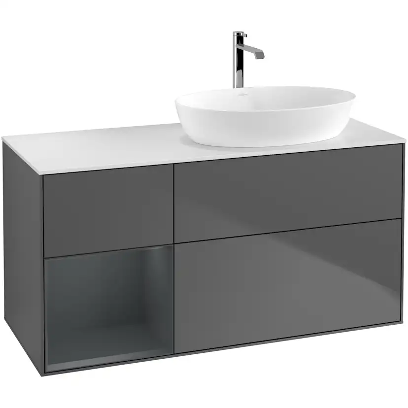 Tvättställsskåp Villeroy & Boch Finion med 3 Lådor Hylla och Bänkskiva för Ocentrerat Tvättställ från Artis & Collaro