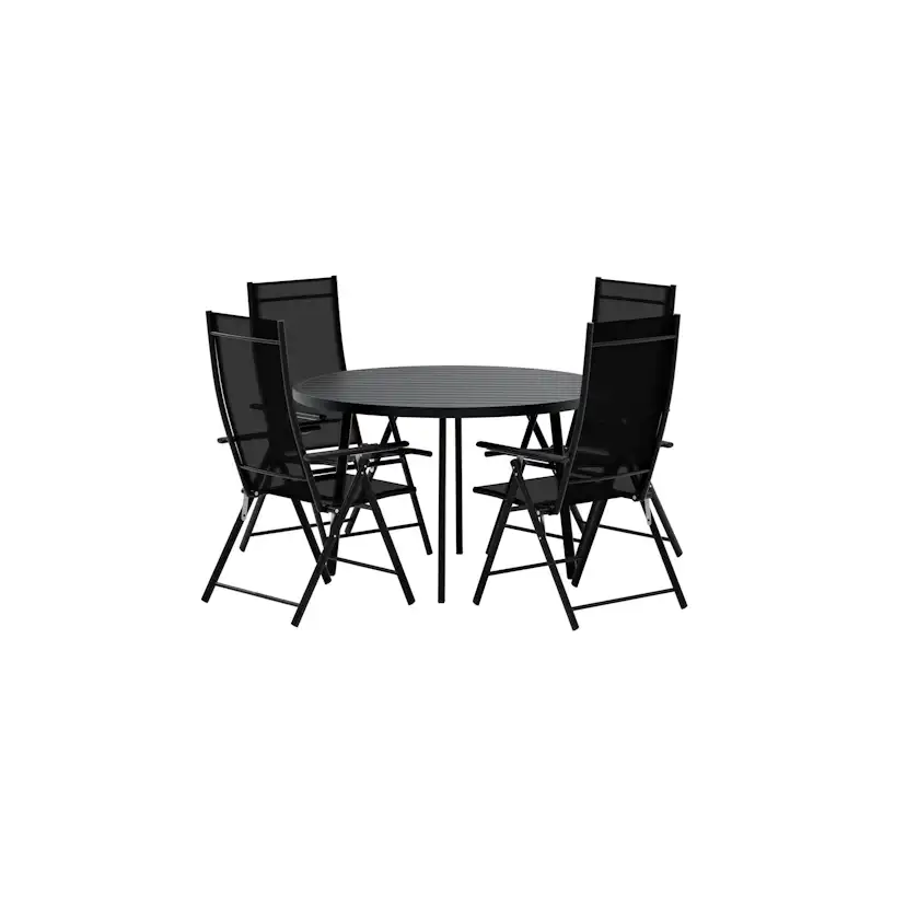Giardini Table - Black with 4 Levanzo Chair - Black Färg: Svart
