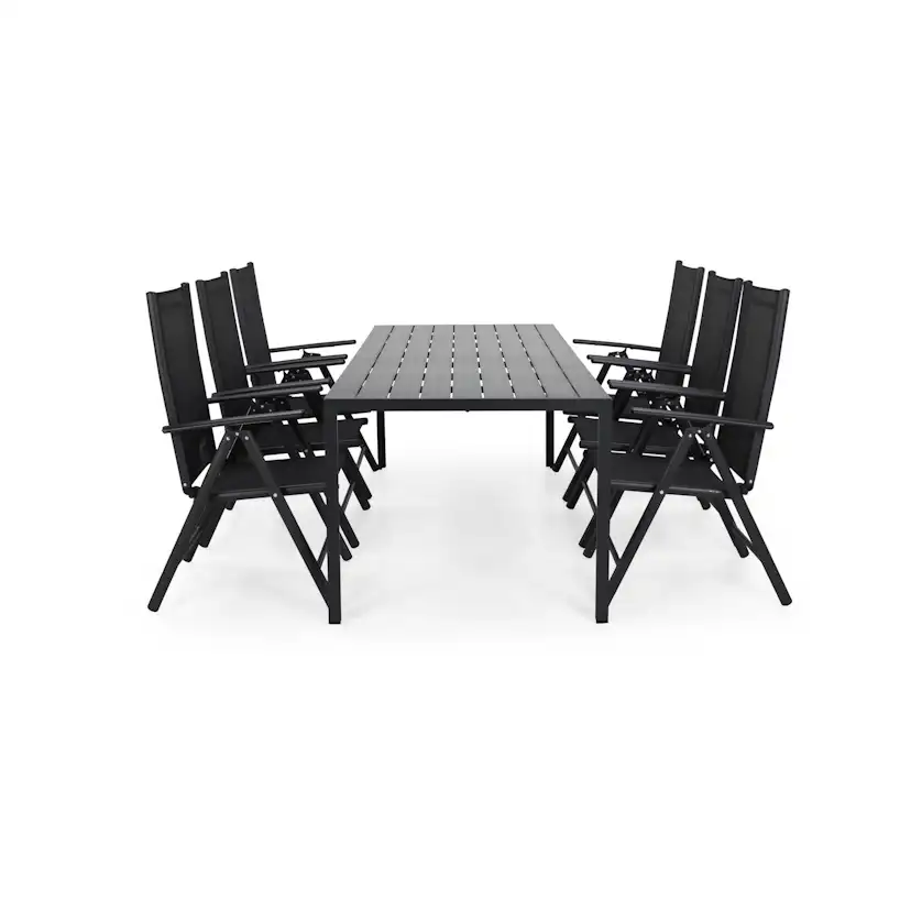 Matgrupp Comfort Garden Tunis 205 med 6 Positionsstolar Maggie