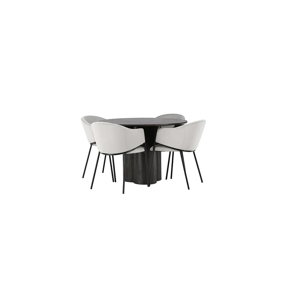 Matgrupp Venture Home Olivia Ø110 cm med 4 st Evelina stolar