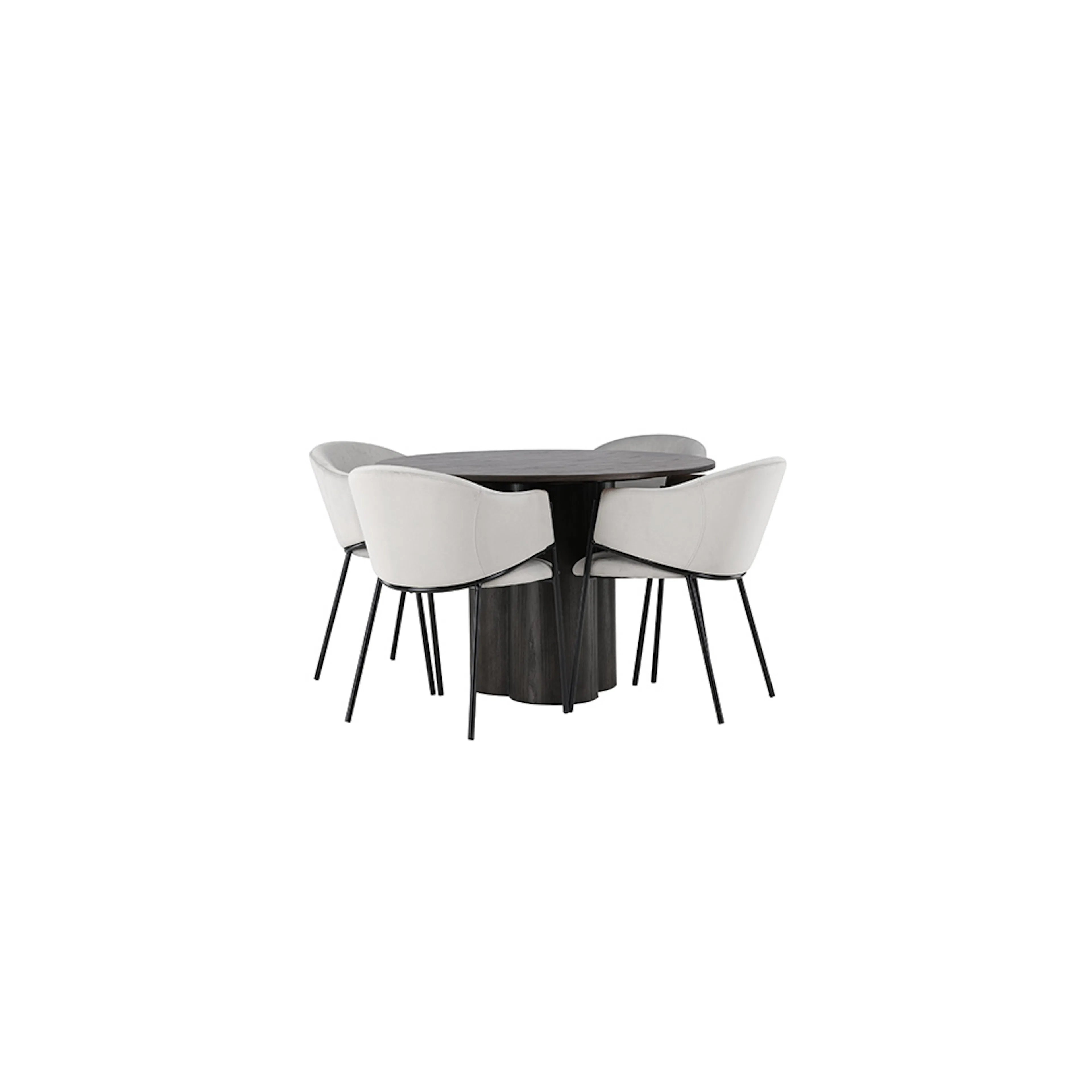 Matgrupp Venture Home Olivia Ø110 cm med 4 st Evelina stolar