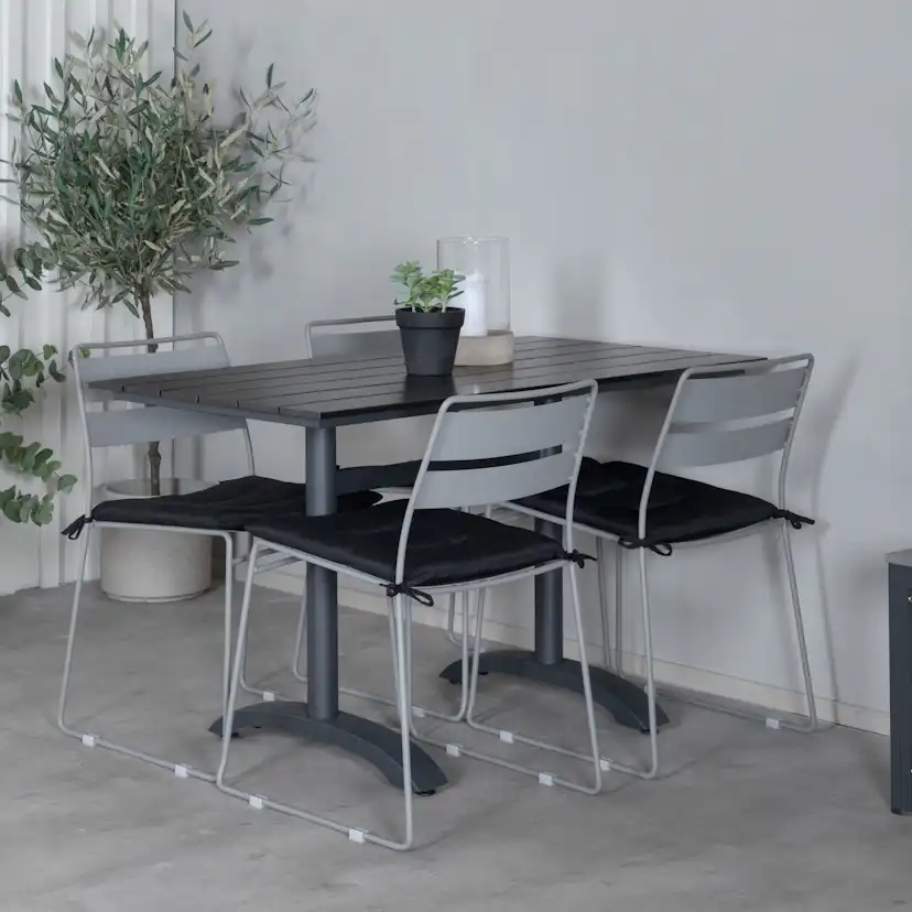 Denver 70*120 Black/Black+Lina Dining Chair - Grey_4 Grå