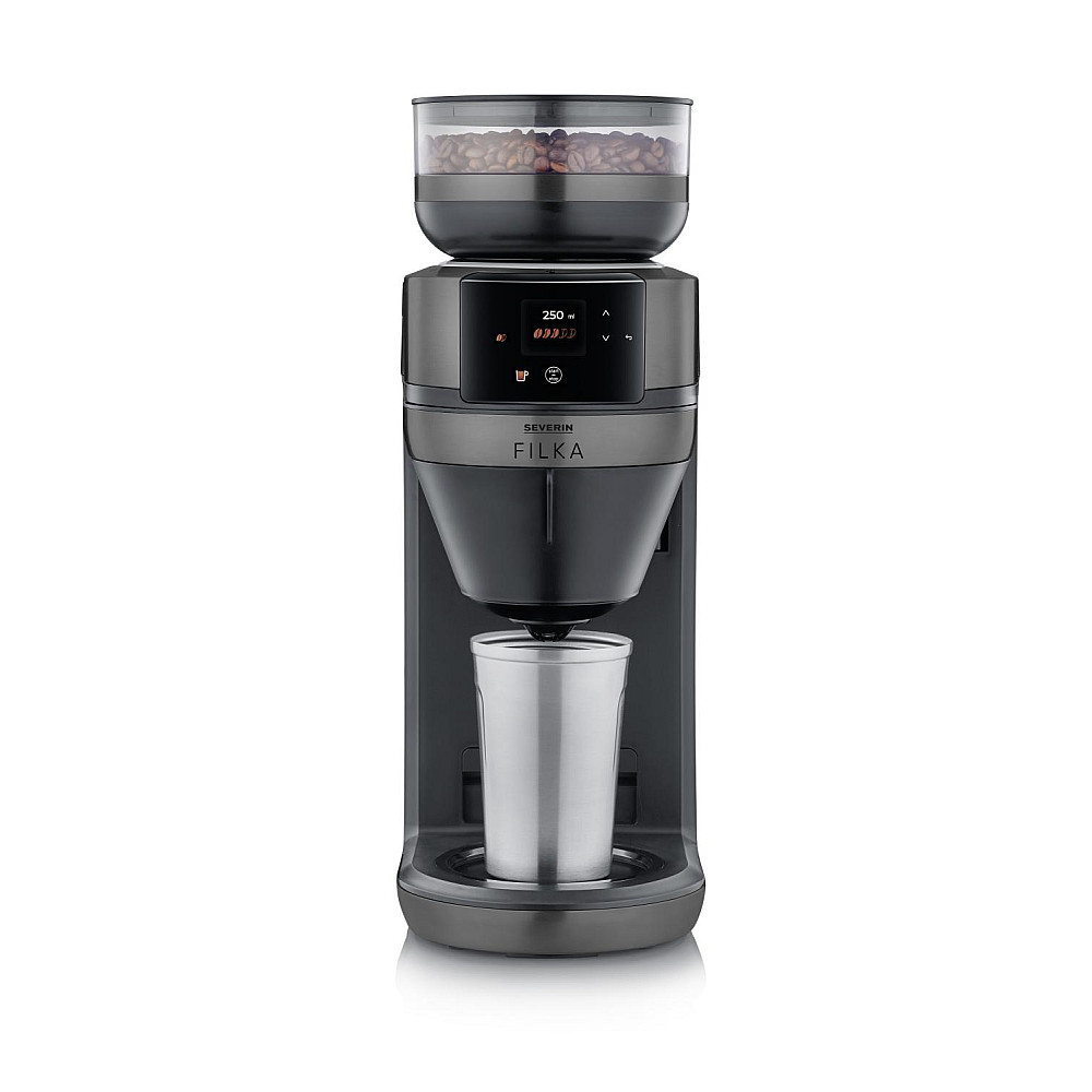 Helautomatisk filterkaffebryggare Severin FILKA 2.0 med termoskanna KA 4855 Dark Inox