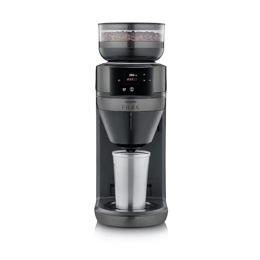 Helautomatisk filterkaffebryggare Severin FILKA 2.0 med termoskanna KA 4855 Dark Inox