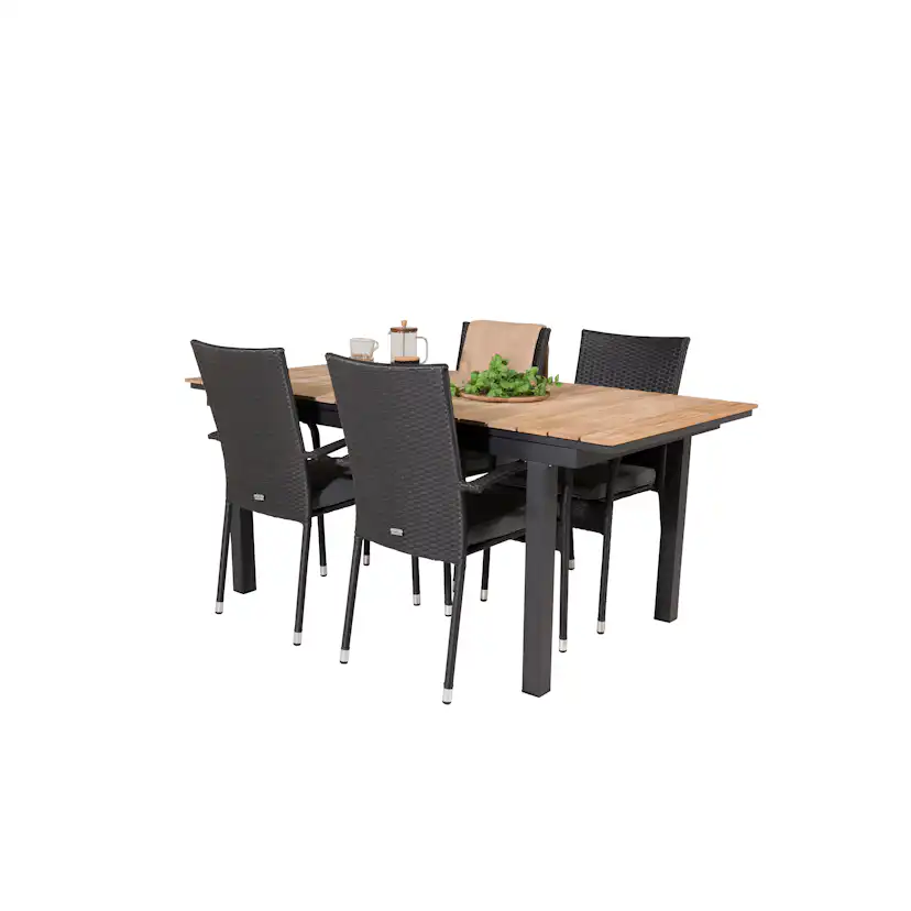 Matgrupp Utomhus Venture Home Meya 160/240 med 4 Asta Trädgårdsstolar