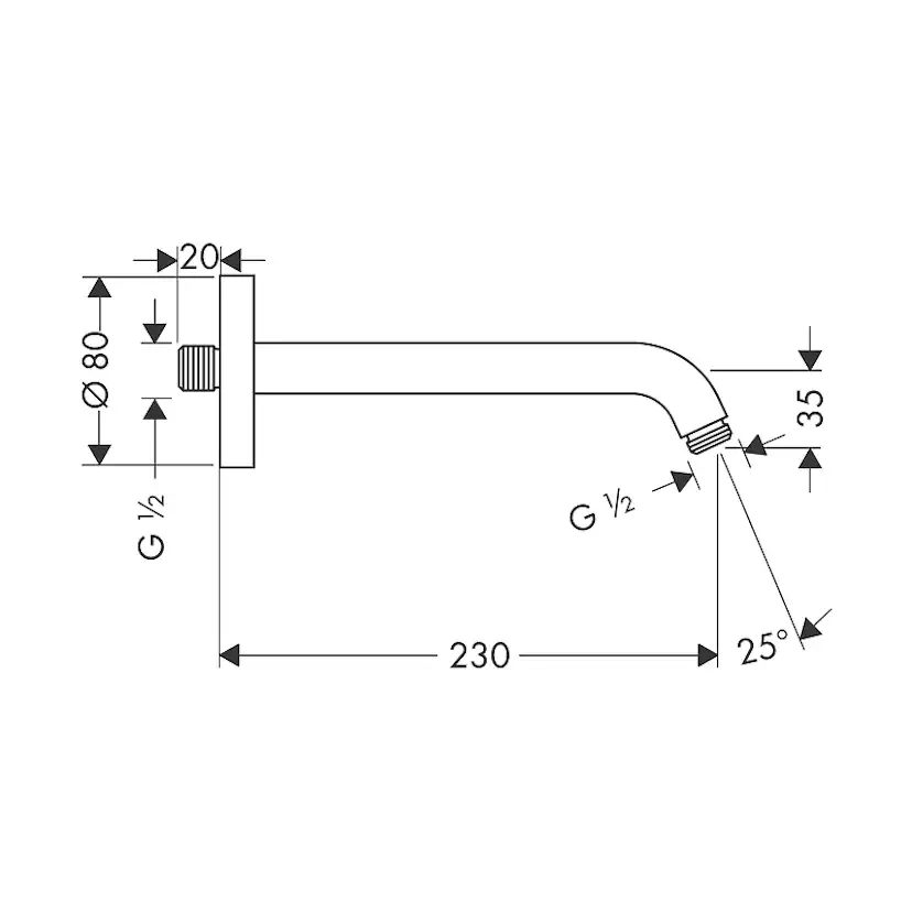 Duscharm Hansgrohe 230 mm Längd: 230 mm