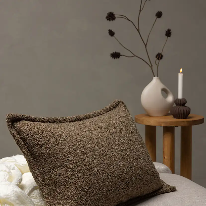 Tuva Cushion Cover Teddy fur - Brown Brun