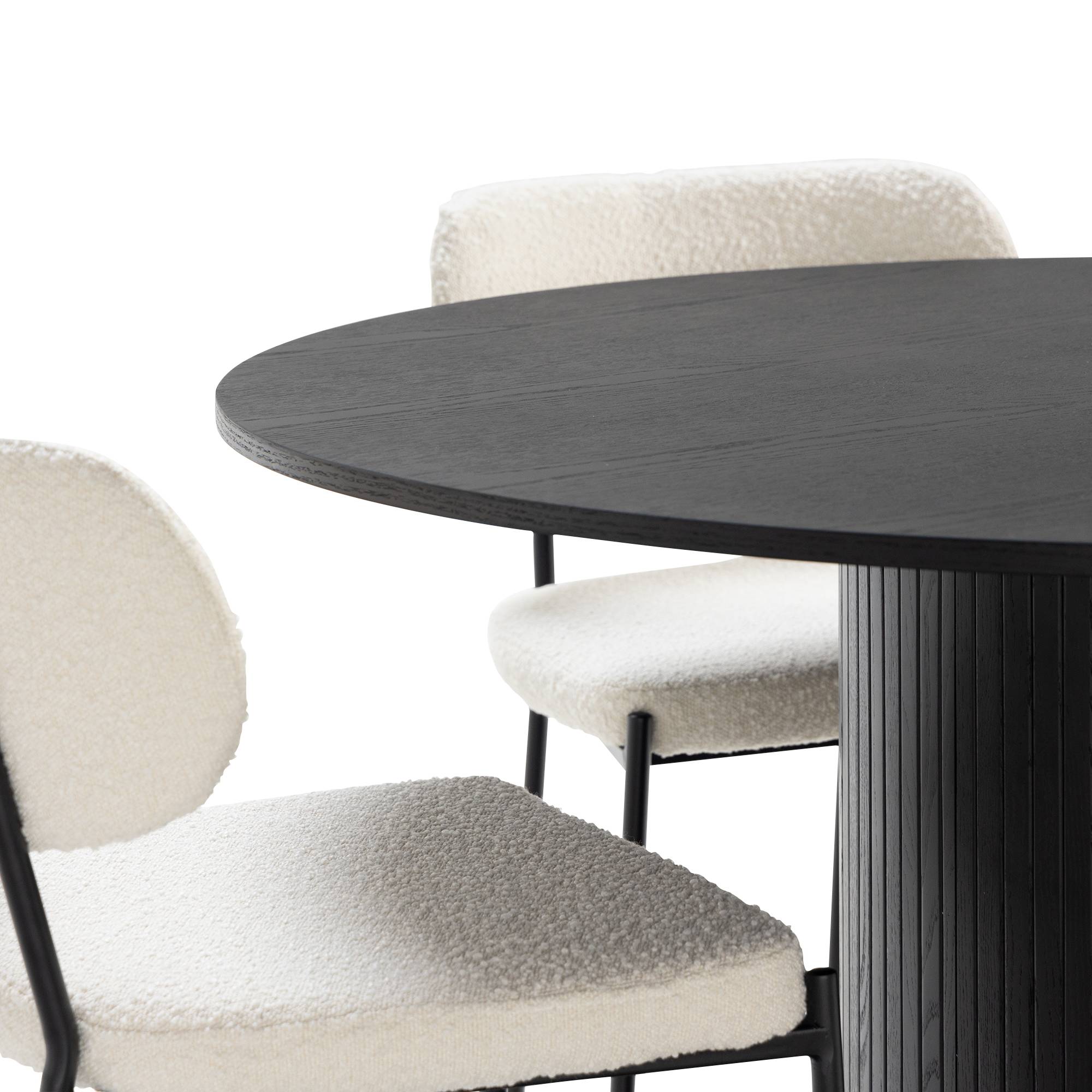 Matgrupp Bark Kopparbo Runt Matbord 130 cm med 4 Matstol Gemmiano Brun