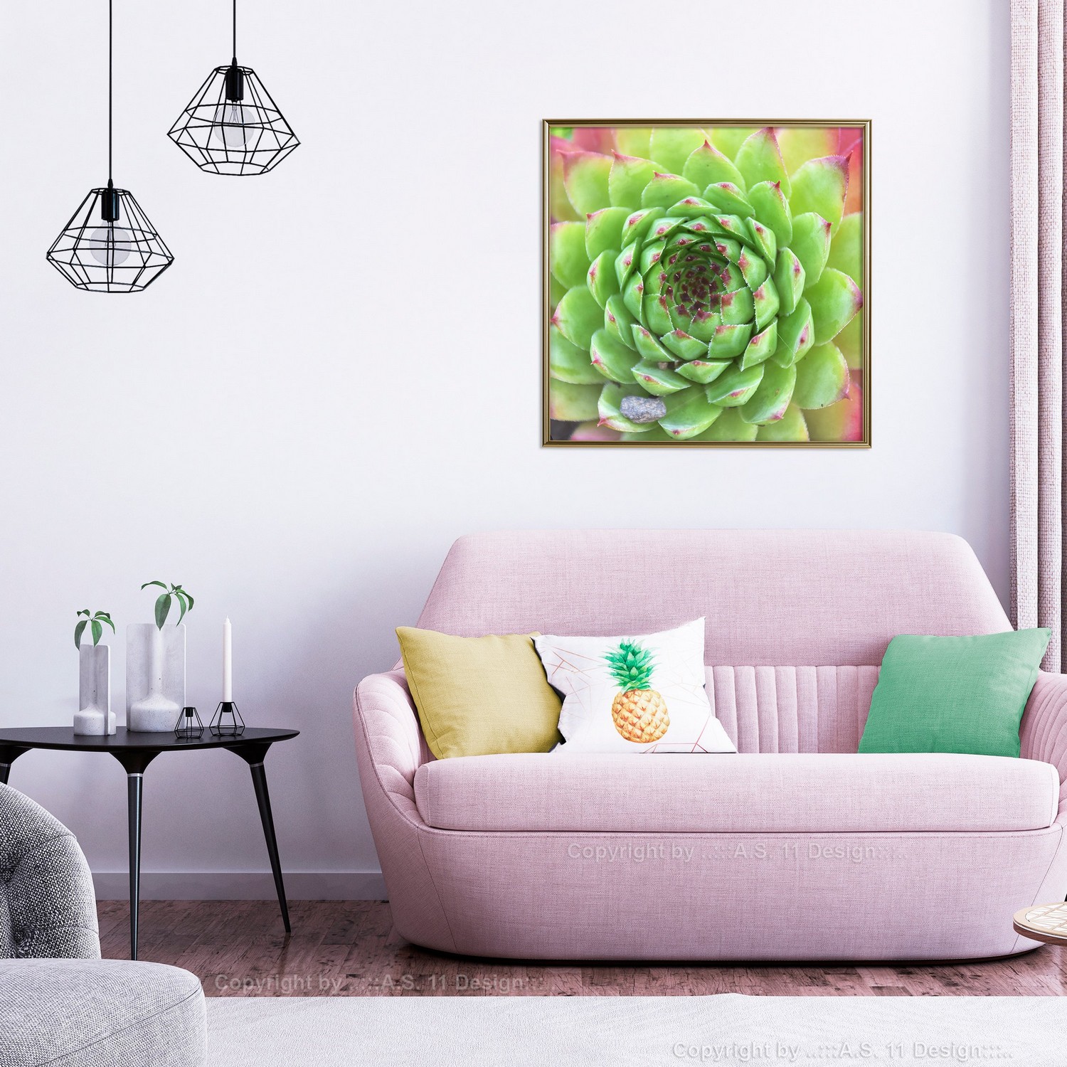 Affisch - Succulent (Square) [Poster] 20x20 Guld ram, 20x20 cm