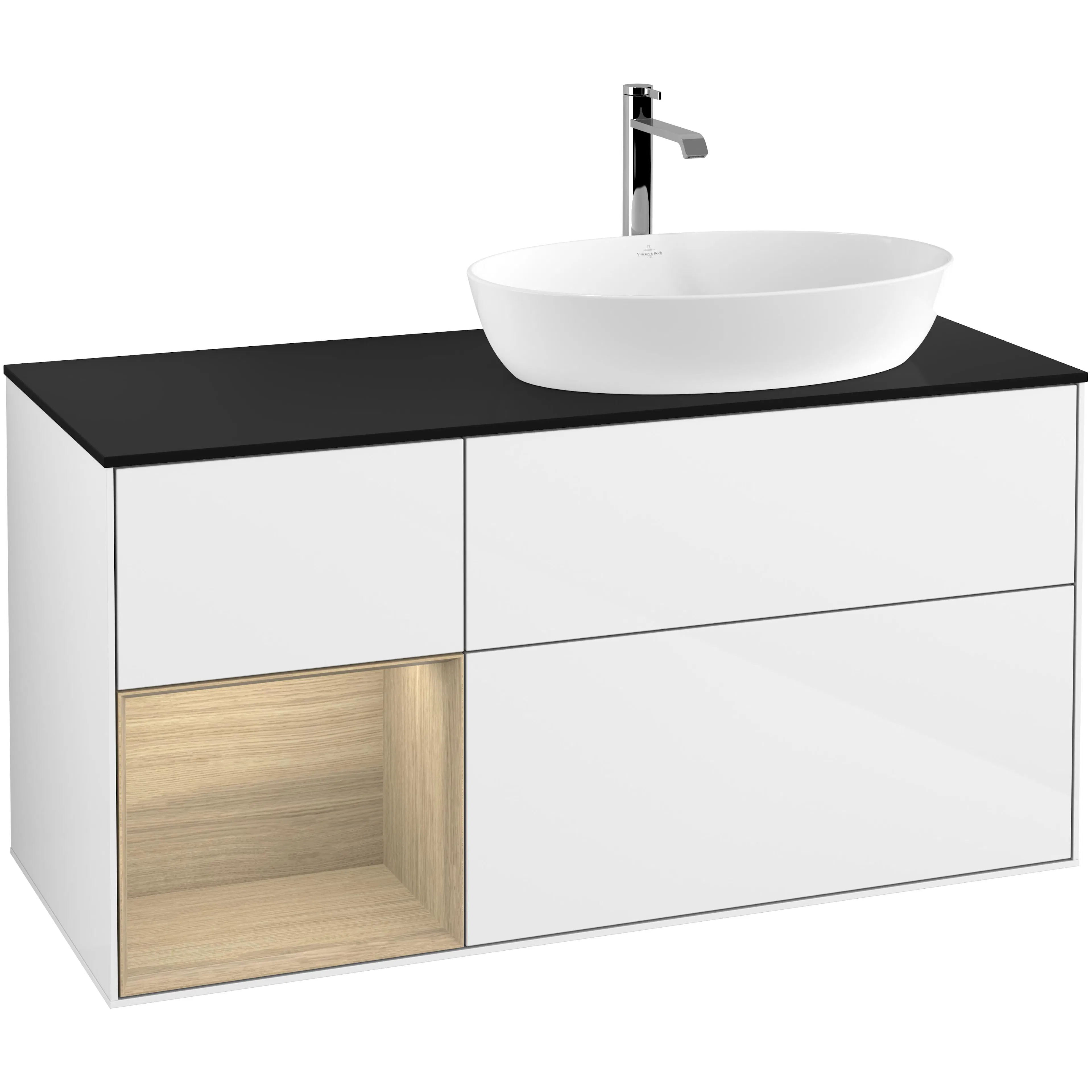 Tvättställsskåp Villeroy & Boch Finion med 3 Lådor Hylla och Bänkskiva för Ocentrerat Tvättställ från Artis & Collaro