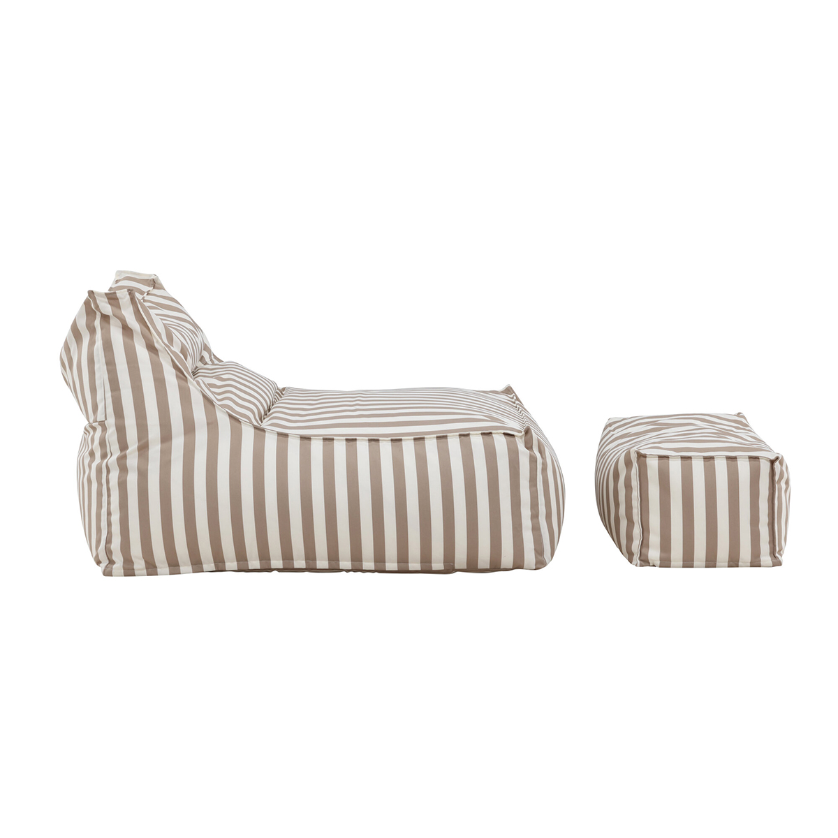 Redang Relaxbag with Ottoman   -  White/ Beige Striped Vit