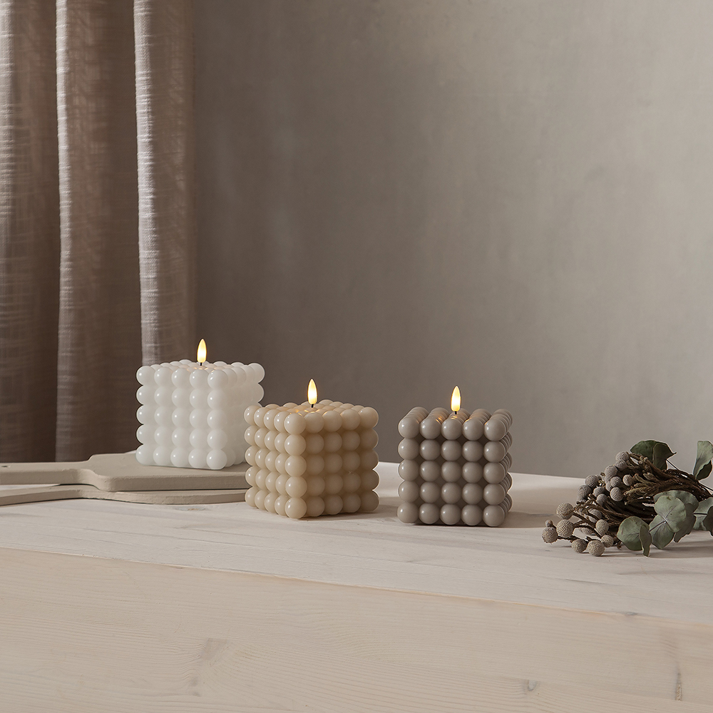 LEDBlockljus Flamme Dot Vit