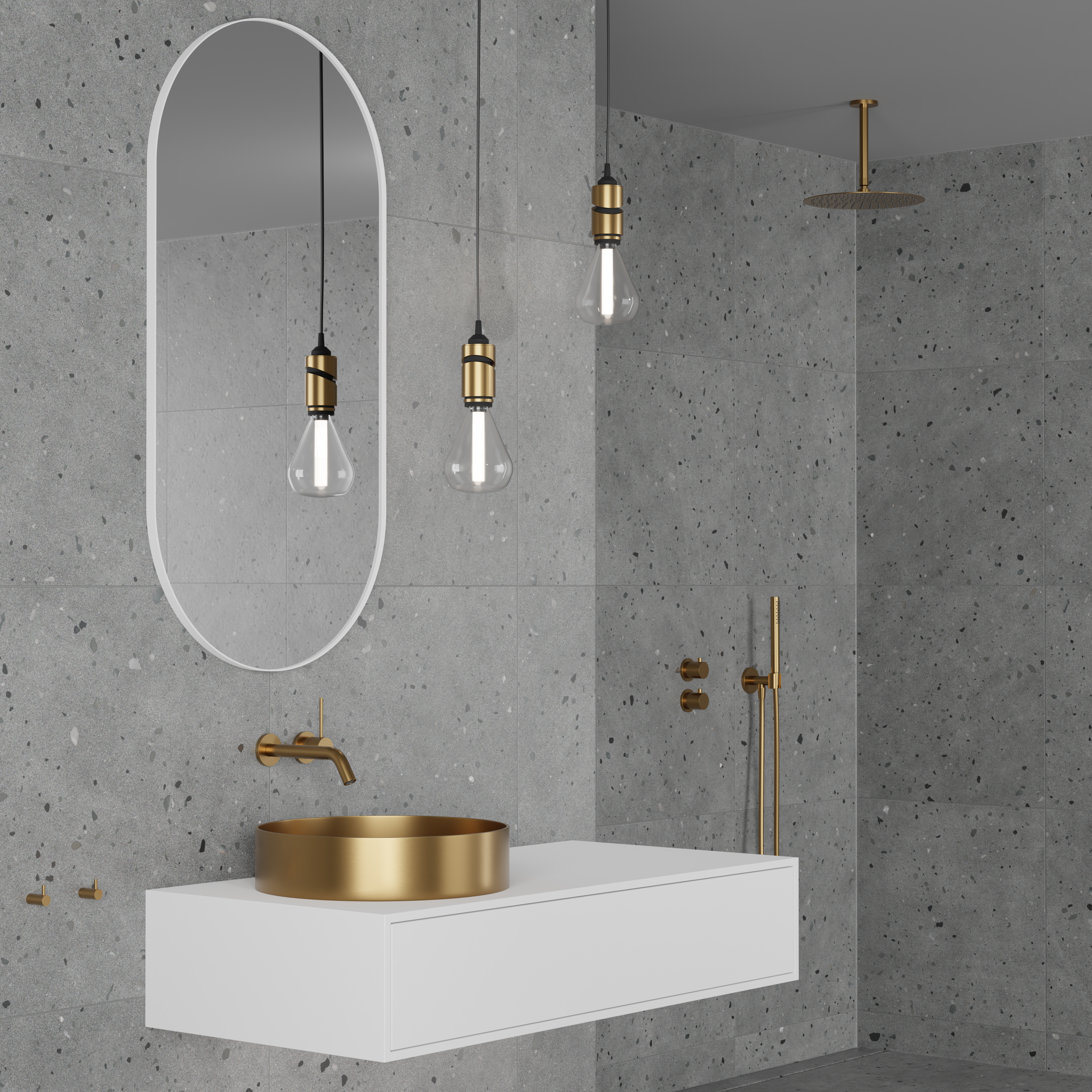 Takduschset Scandtap Steel Harmonized 2Z för Inbyggnad Sand Sand/Mässing