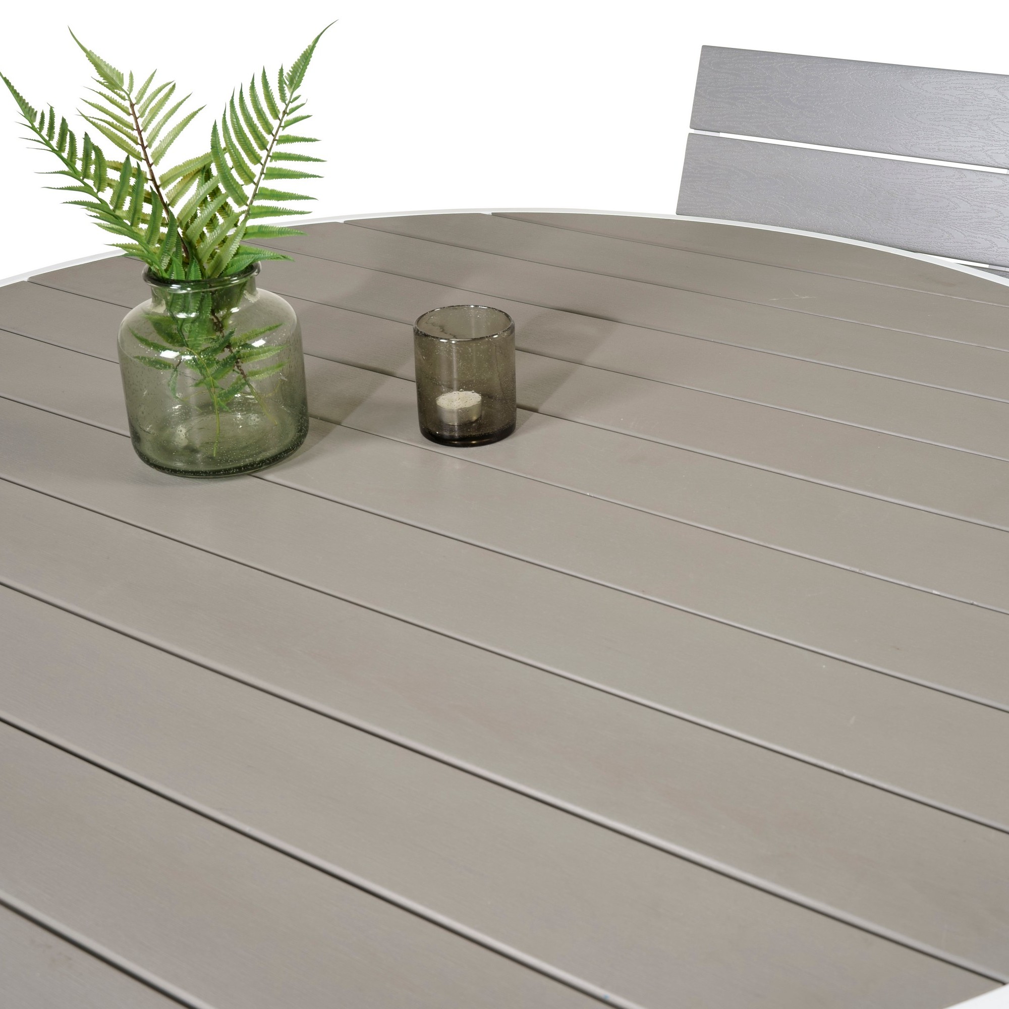 Matgrupp Comfort Garden Parma Matgrupp Utomhus Rund Ø140cm med 4 Levels Stapelbara Matstolar