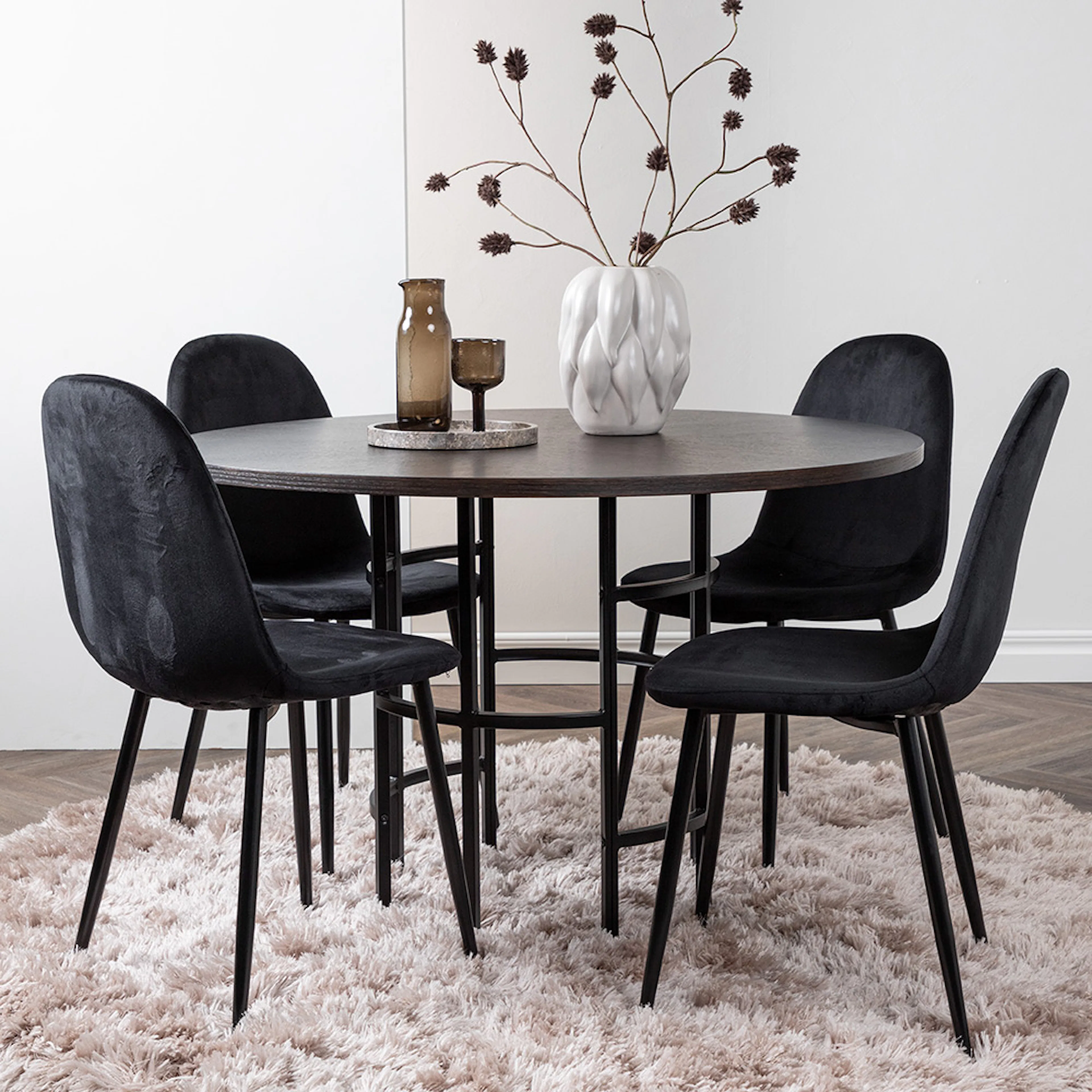 Copenhagen Dining Table - Black / Mocca Veneer +Polar Dining Svart/Ek