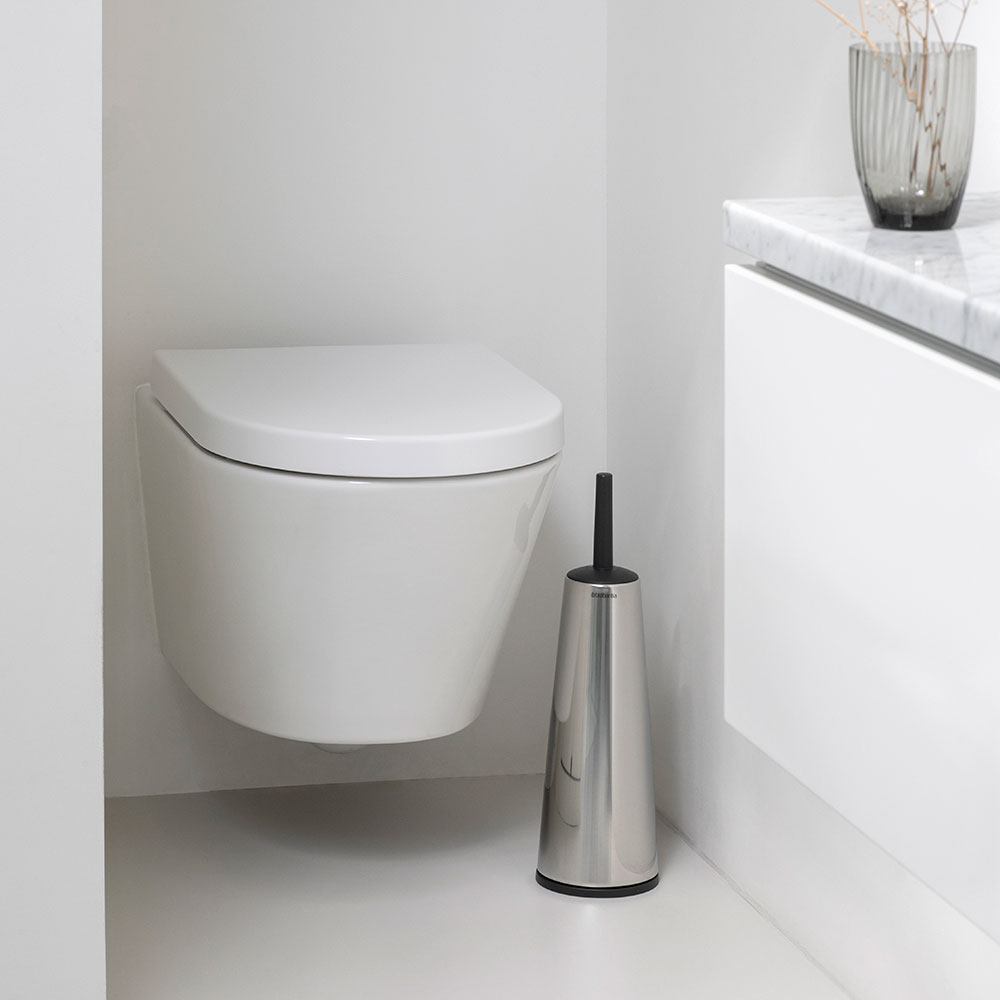 Toalettborste Brabantia med hållare för golv med plasthandta Färg: Blank Stål
