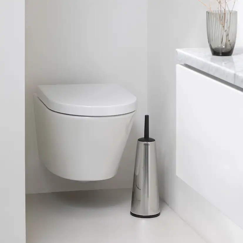 Toalettborste Brabantia med hållare för golv med plasthandta Färg: Blank Stål