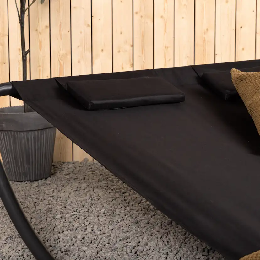 Solsäng Venture Home Goliath med Gungfunktion Utomhus i Svart Stål & Tyg