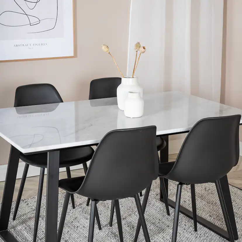 Estelle Table White / Black+Polar Chair - / Black Plastic_4 Vit/Svart