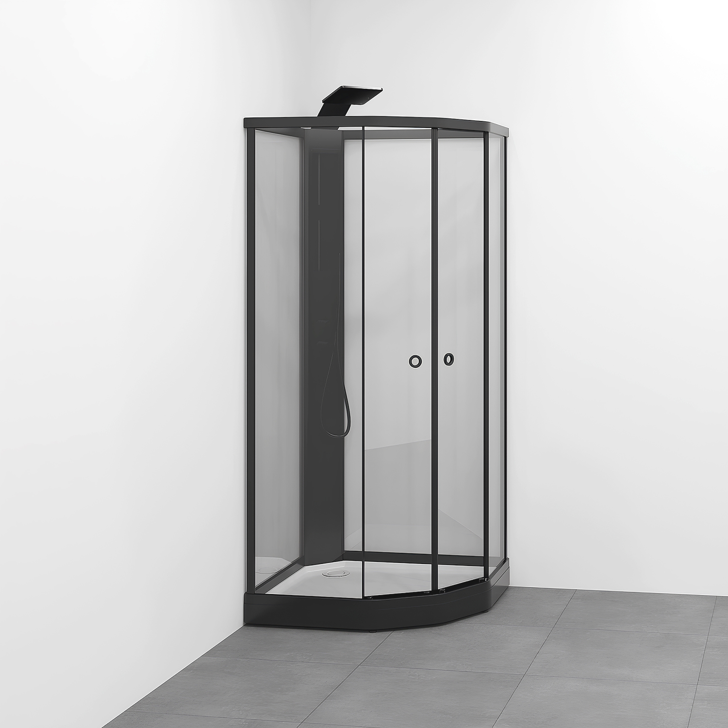 Flow kabin Semi Infälld Bland 91x81 Svart Klar 910x810 mm, Svart Profil, Klarglas