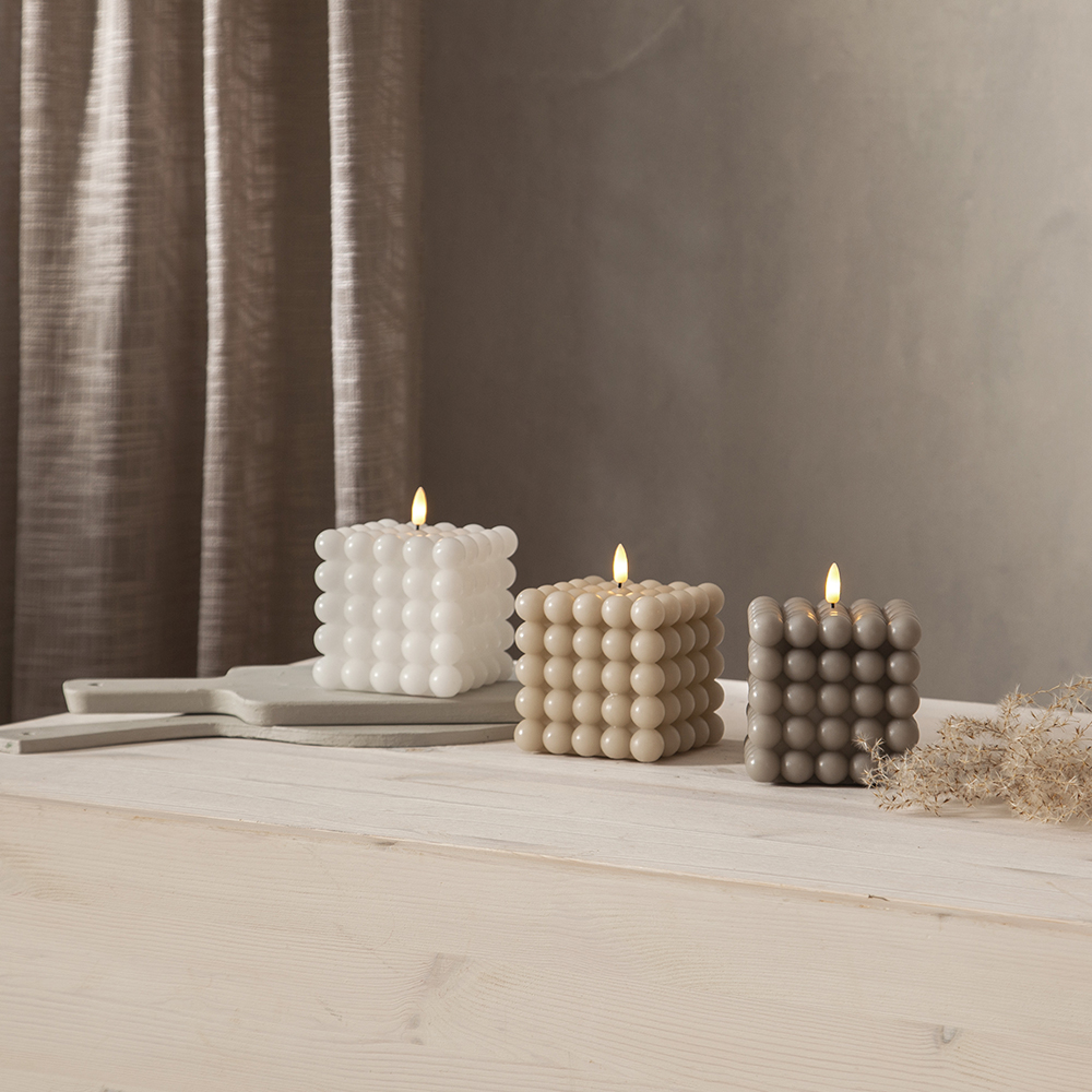 LEDBlockljus Flamme Dot Vit