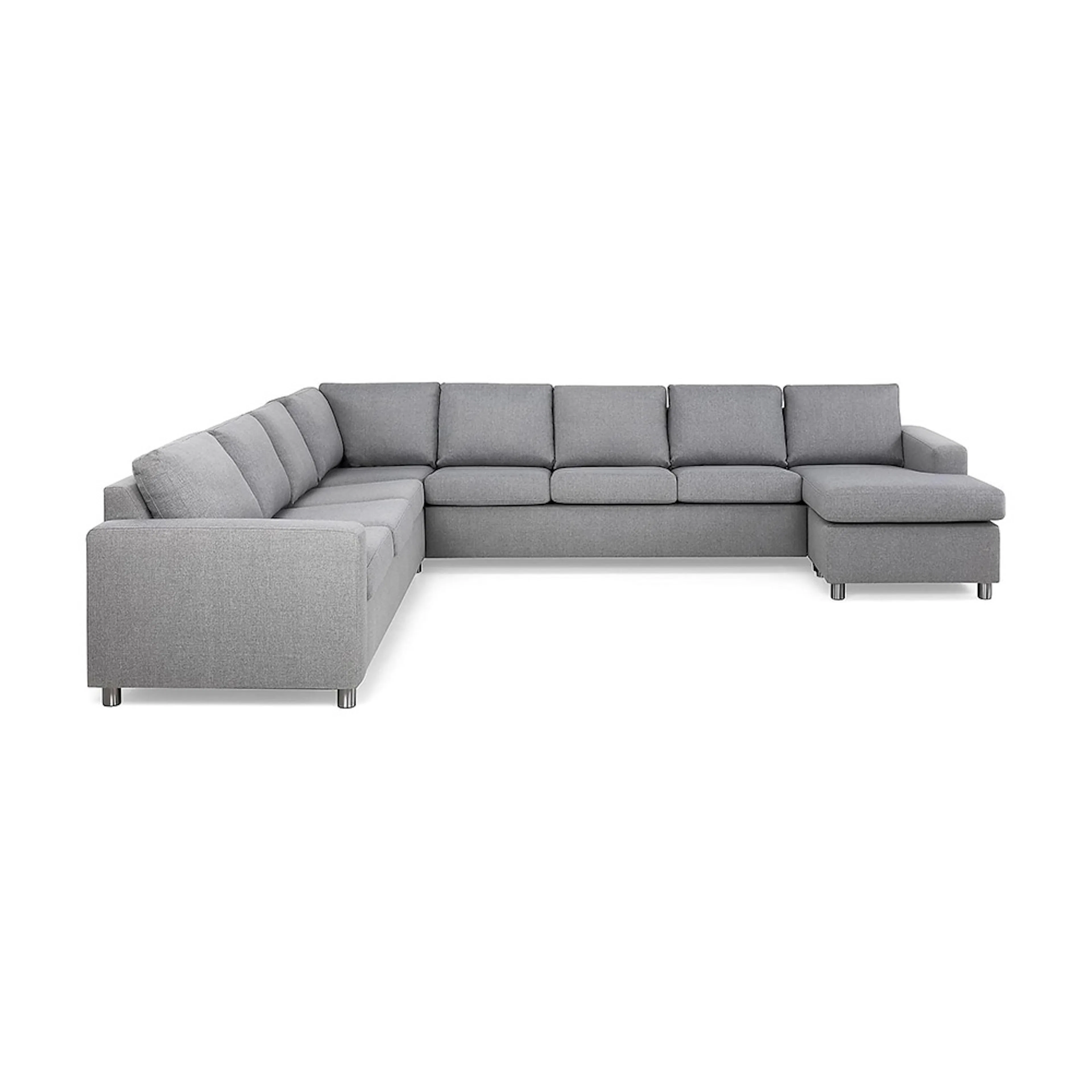 Crazy Hörnsoffa med Divan 4+3 Ljusgrå/Runda Metallben, Höger