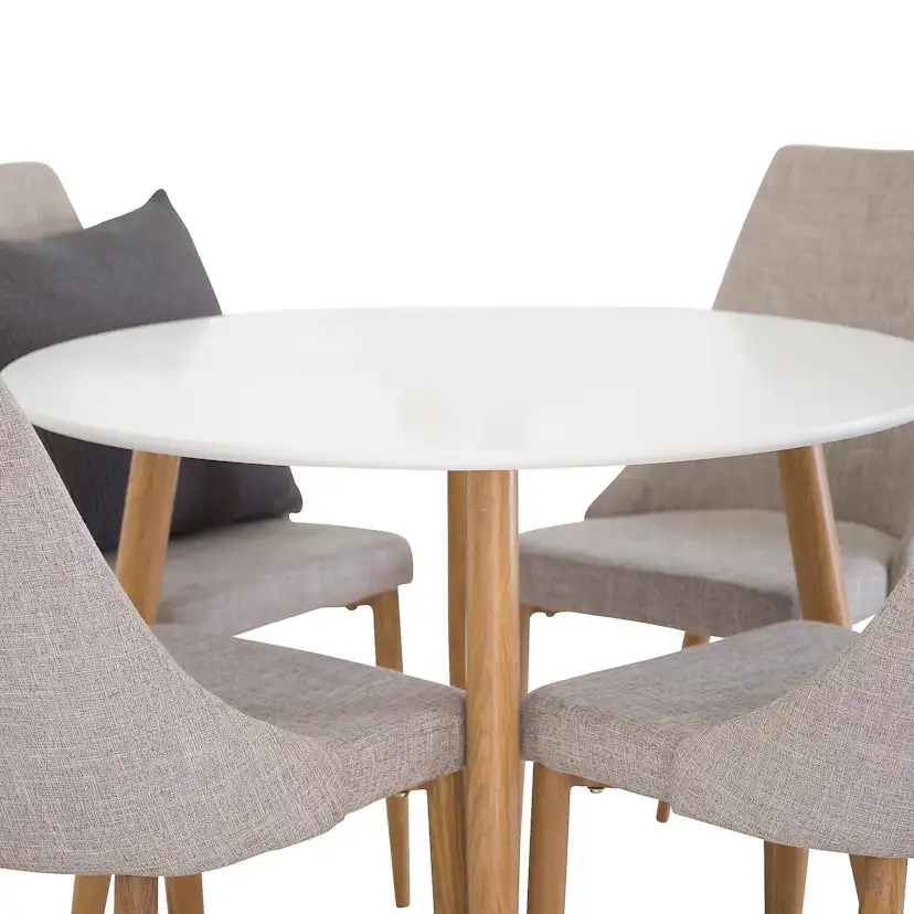 Matgrupp Basic Home Pelle Runt Matbord 100 cm med 4 Ludvig Matstol