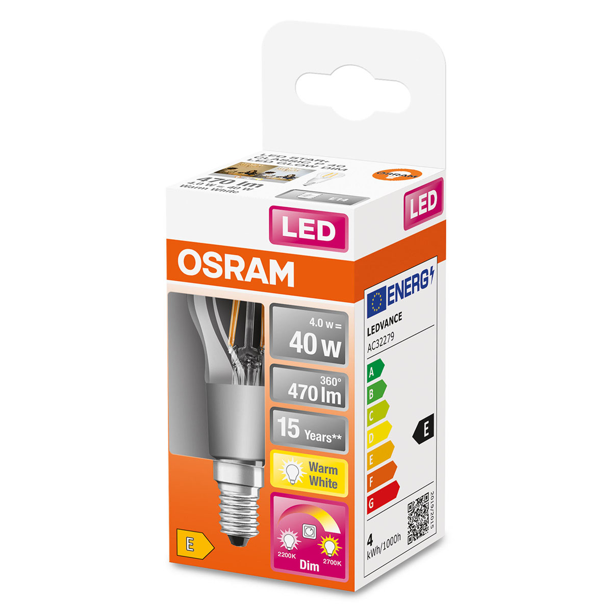 LED-Lampa Osram Klot (40) E14 Dim Glowdim 822-827 Cl P