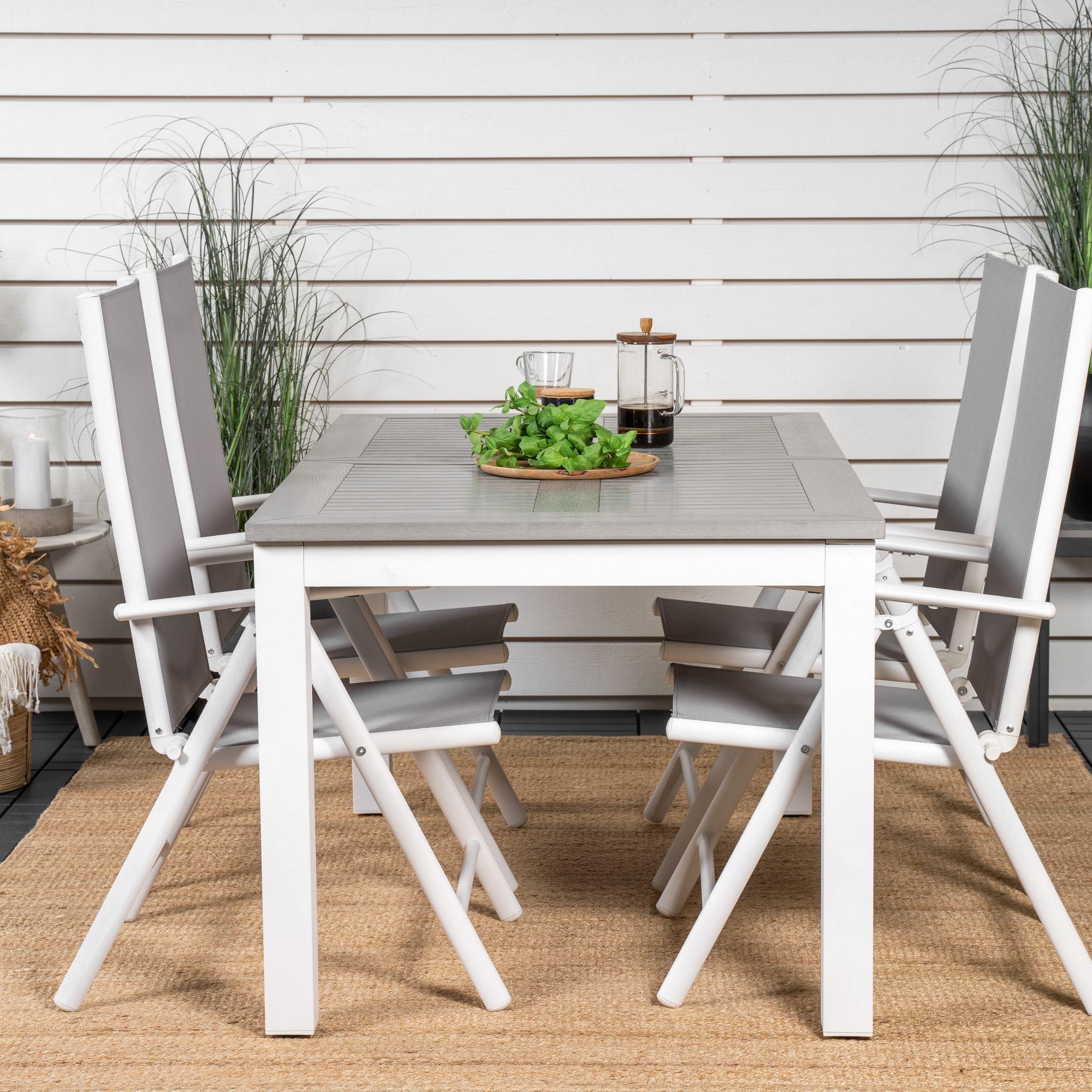 Albany Dining Table 152/210*90 - White Alu / Grey Aintwood+B Vit/Grå