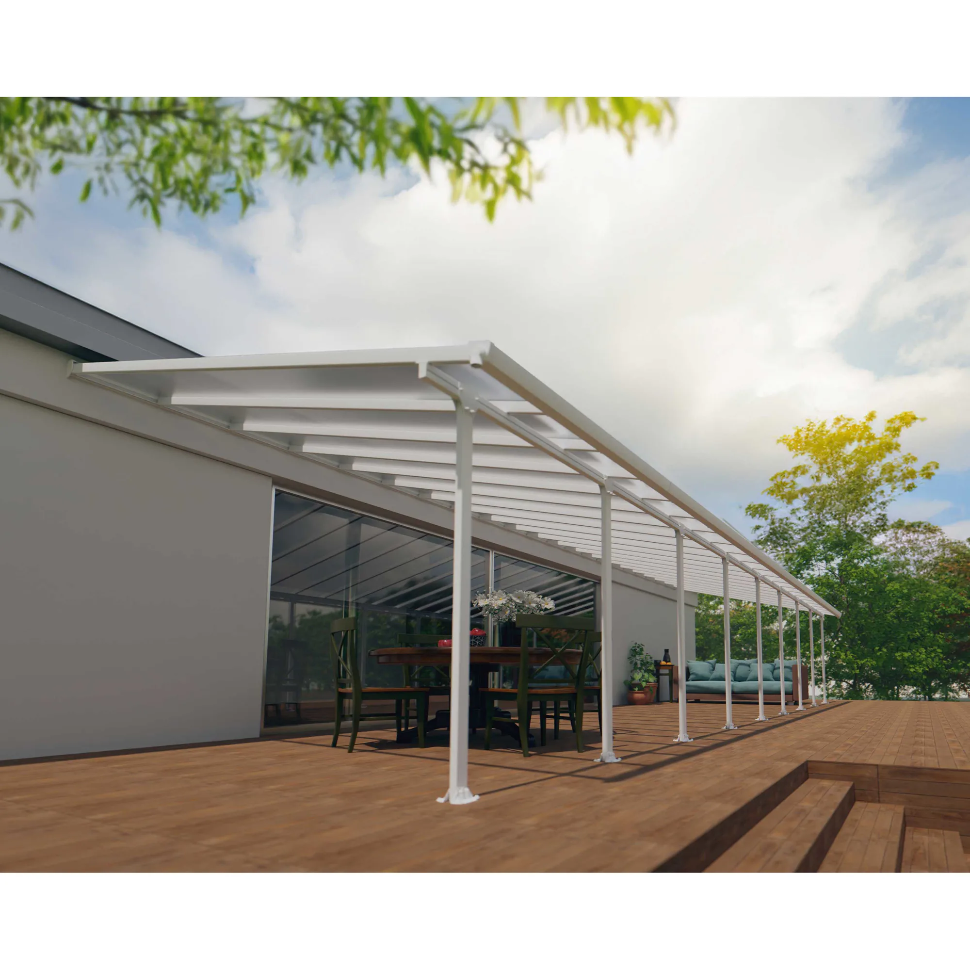 Terrasstak Feria 4 x 12,76 m, vit Palram - Canopia Vit