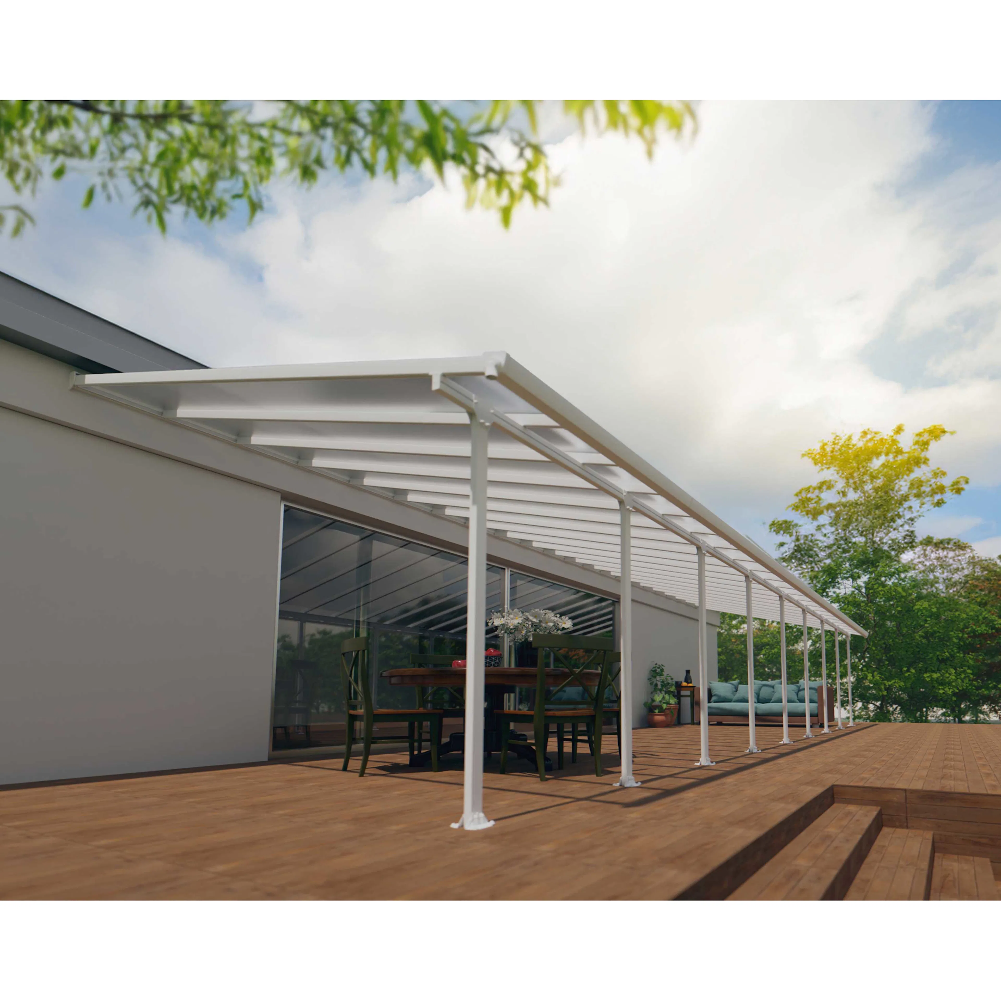 Terrasstak Feria 4 x 12,76 m, vit Palram - Canopia Vit