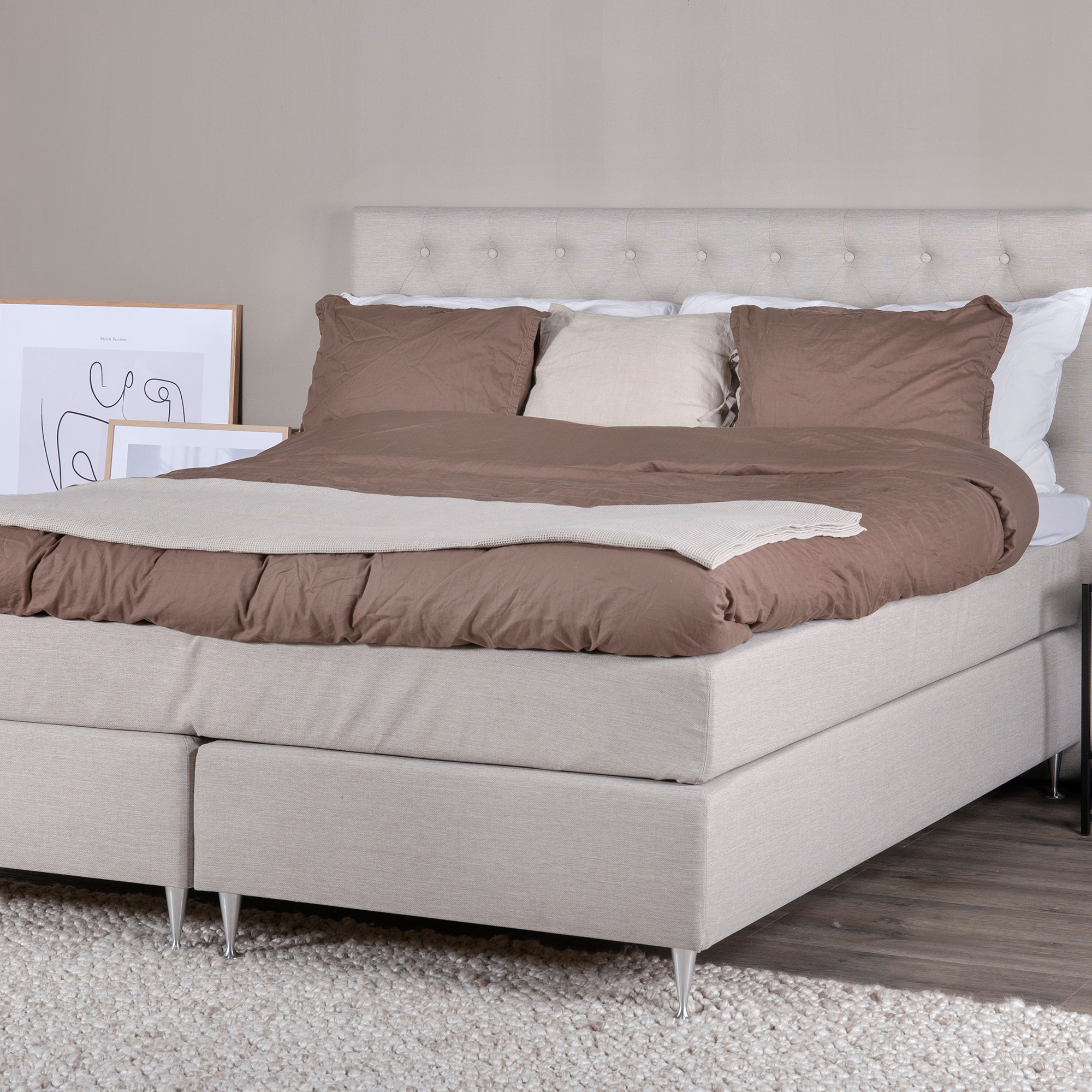 Rättvik 180 cm Fast Beige tyg+Gavel Furudal 180 cm Beige Tyg Beige, Fast, 180 cm