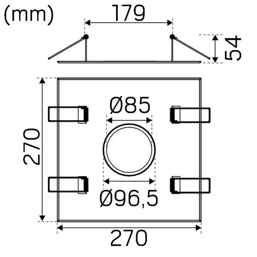 Täckram 270x270 Ø85 Vit Diameter: 85 mm, 54x270 mm
