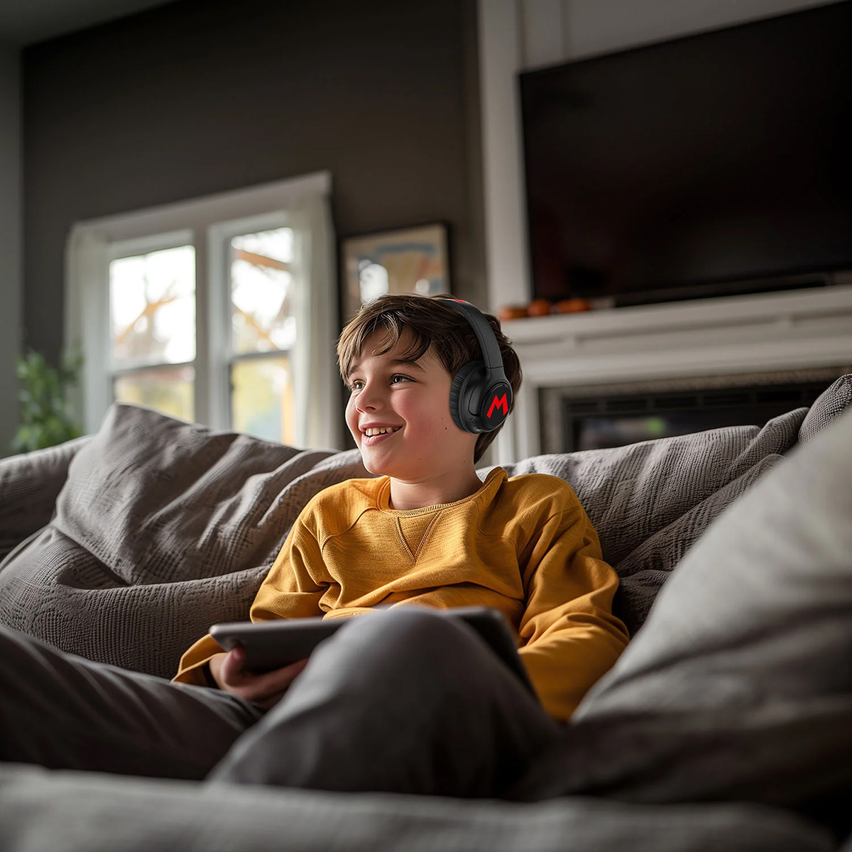 Hörlurar SUPERMARIO Wireless Over-Ear med LED och Bluetooth V5.3 - Svart