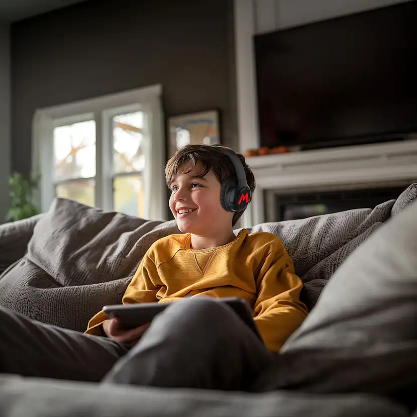 Hörlurar SUPERMARIO Wireless Over-Ear med LED och Bluetooth V5.3 - Svart
